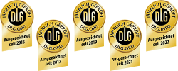 Logos der DLG 2015-2022 der DLG – jährlich geprüft und ausgezeichnet seit...